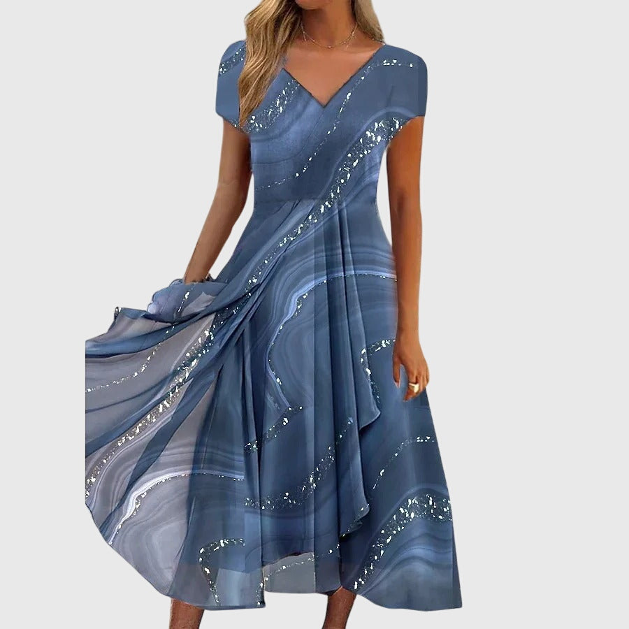 Joyful Floral Midi Dress With Flattering V-Neck 0