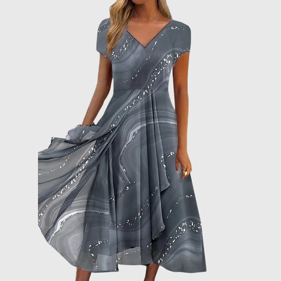 Joyful Floral Midi Dress With Flattering V-Neck 1