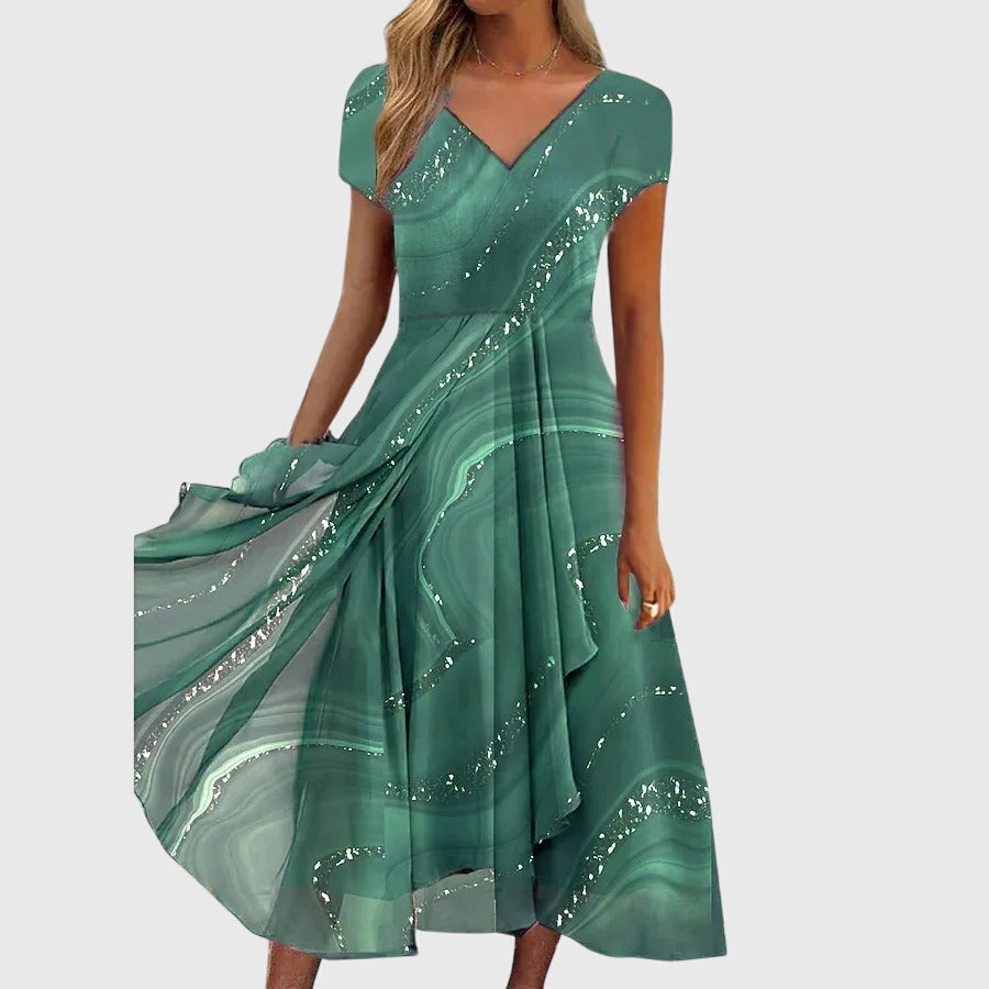 Joyful Floral Midi Dress With Flattering V-Neck 2