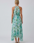 Women’s women's pleated floral midi dress halter