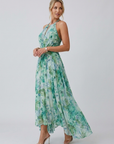Women’s women's pleated floral midi dress halter