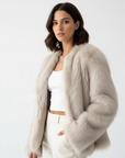 Women's faux fur coat soft warm relaxed fit in beige