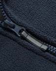 Men's navy outdoor fleece jacket with full zip and high collar