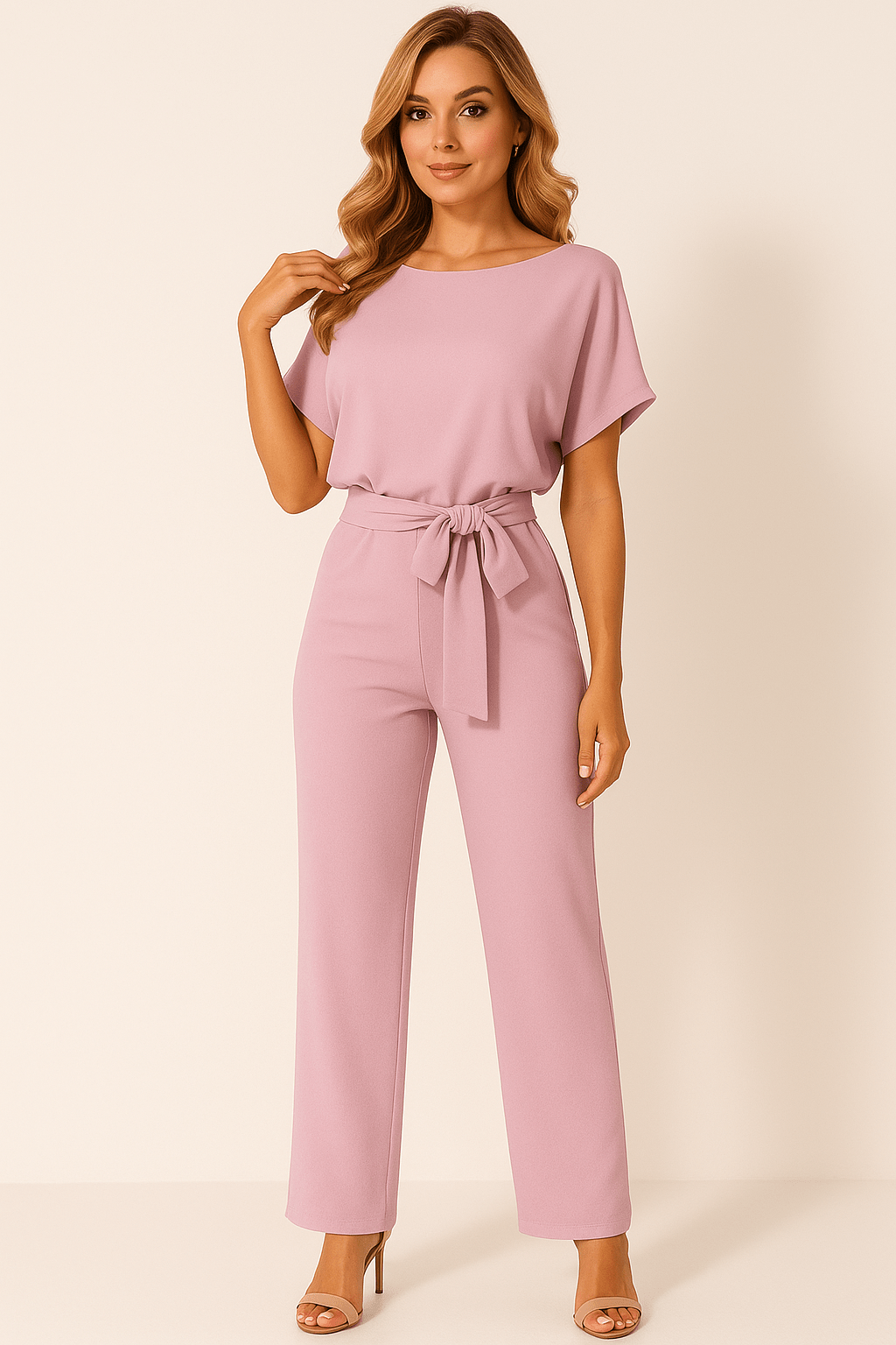 Jumpsuit With Tie Belt And Flattering Silhouette For Casual And Evening Wear 10