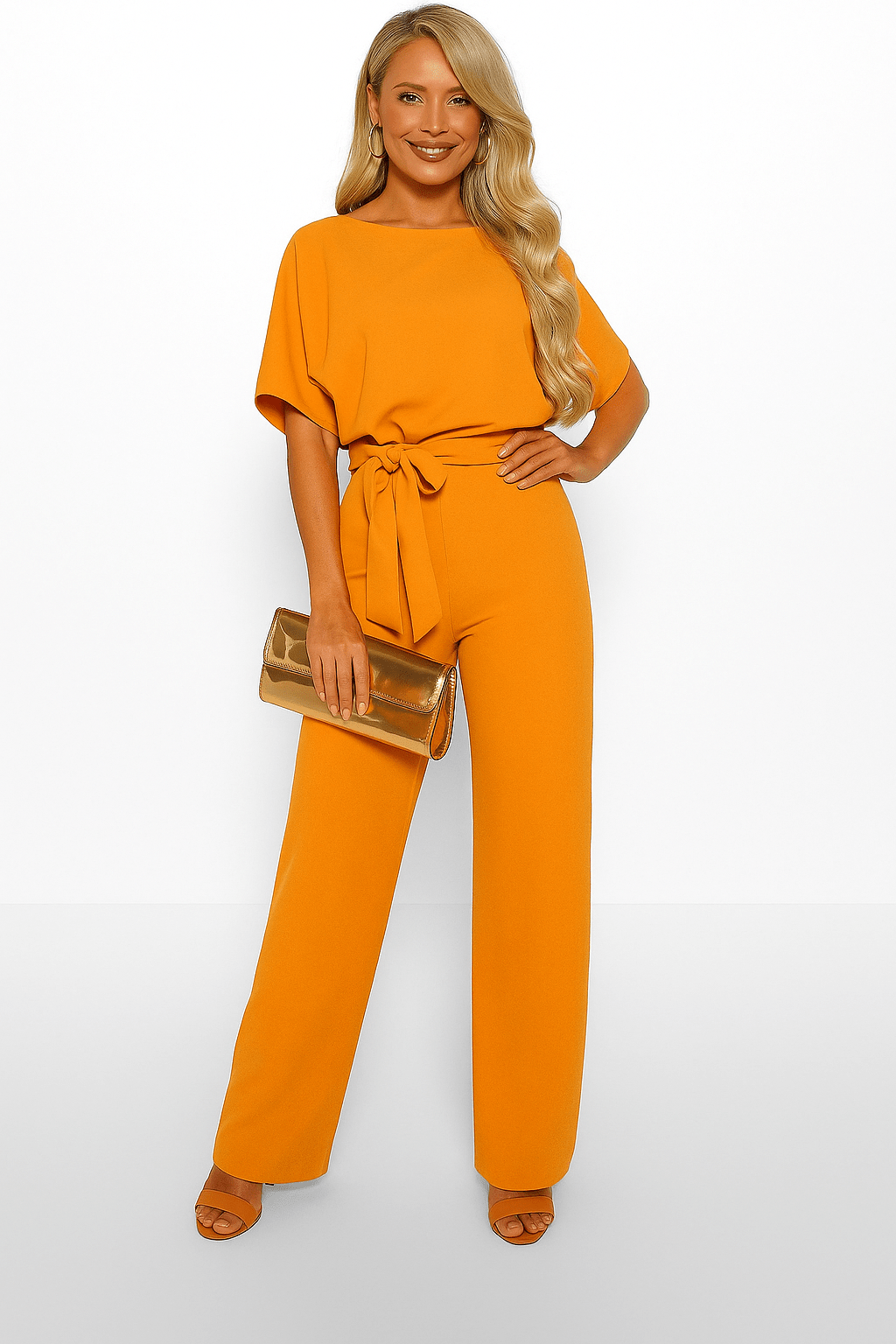 Jumpsuit With Tie Belt And Flattering Silhouette For Casual And Evening Wear 11