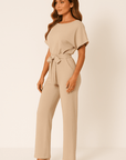 Jumpsuit With Tie Belt And Flattering Silhouette For Casual And Evening Wear 1