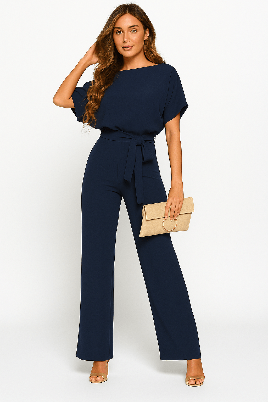 Jumpsuit With Tie Belt And Flattering Silhouette For Casual And Evening Wear 8