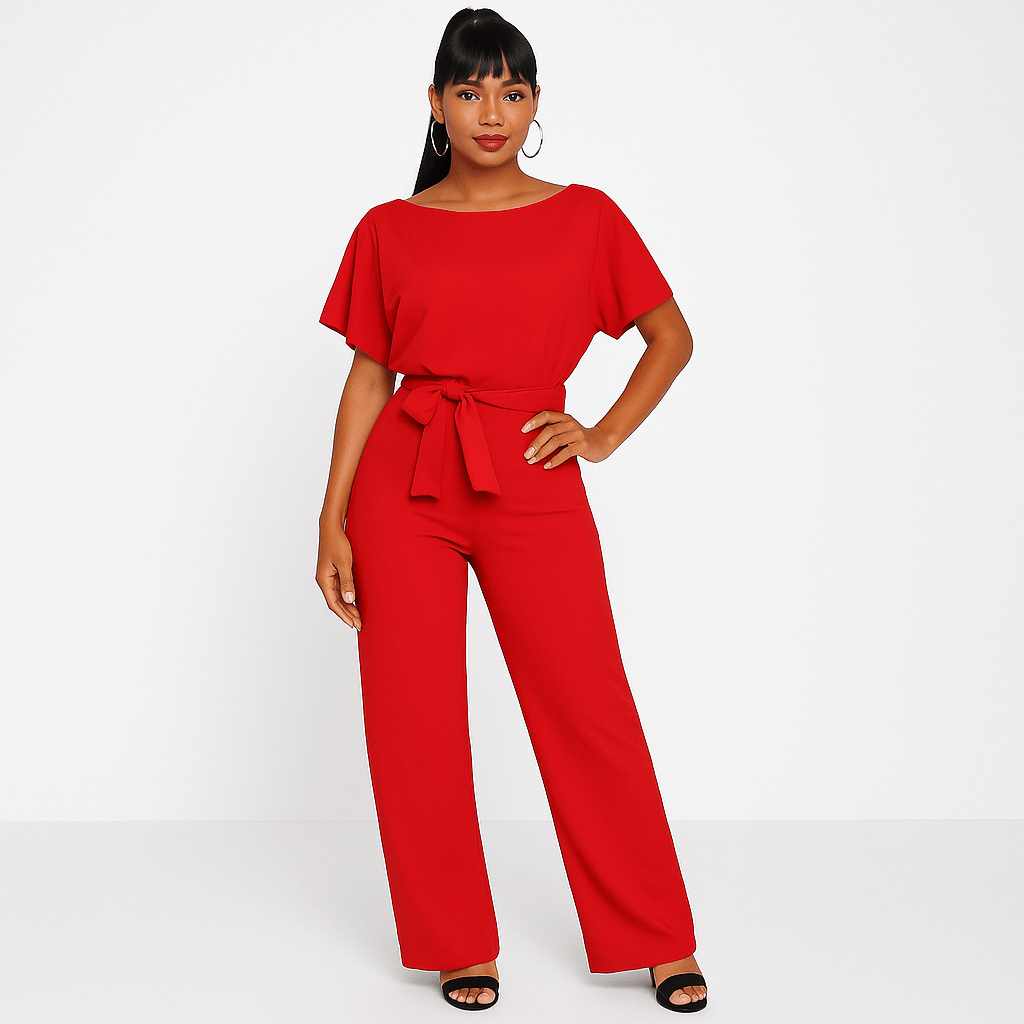 Jumpsuit With Tie Belt And Flattering Silhouette For Casual And Evening Wear 9