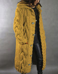 Women's blue longline cable knit coat