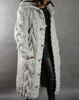 Women's blue longline cable knit coat