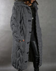 Women's blue longline cable knit coat