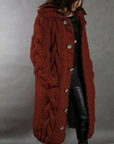 Women's blue longline cable knit coat