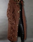 Women's blue longline cable knit coat