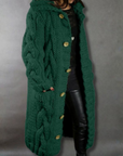 Women's blue longline cable knit coat