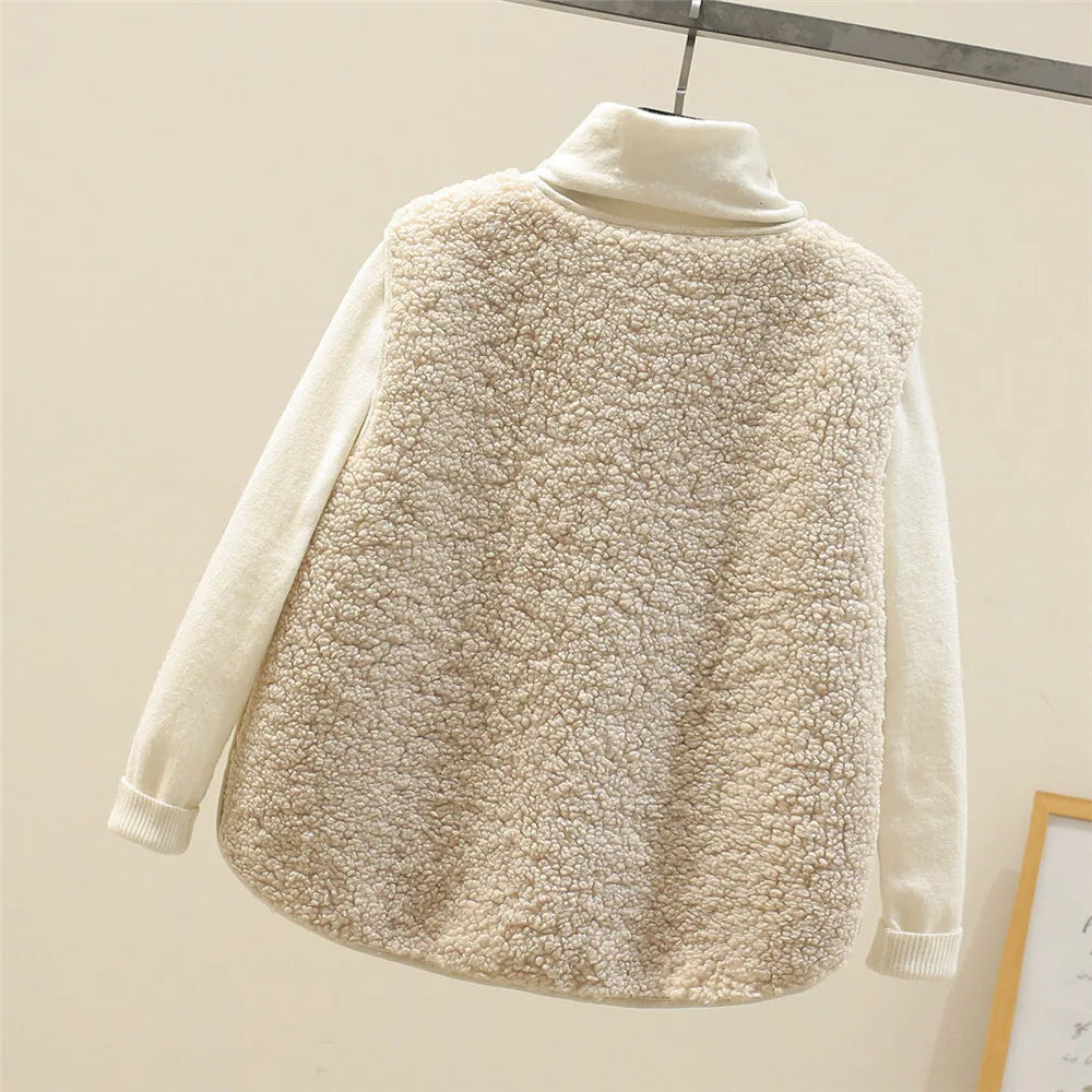 Women's sherpa vest sleeveless fleece warm casual winter