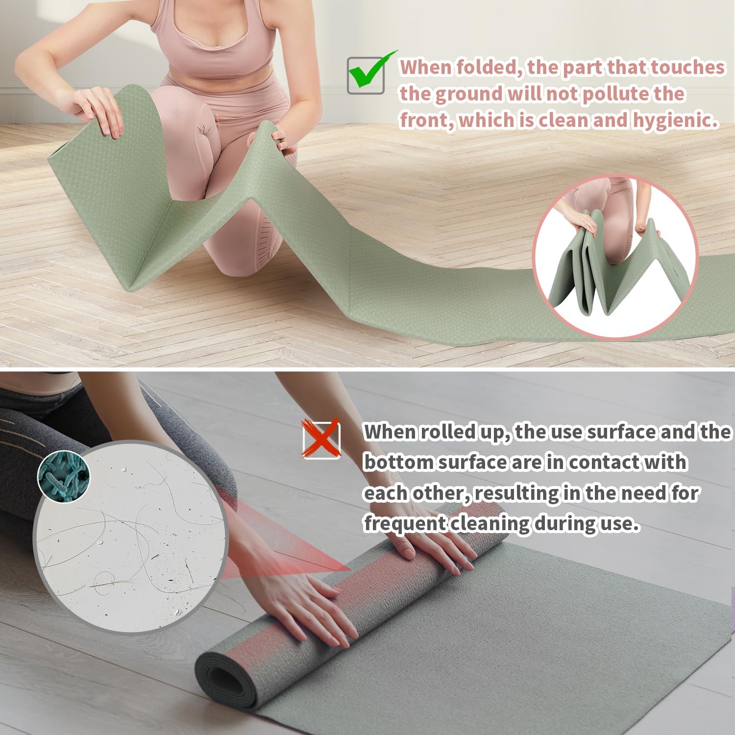 Komfortabler Faltbarer Yoga Mat für Unisex Tragbar Eco-Friendly 6mm Dicke 4