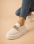 women's platform knit slip-on sneakers