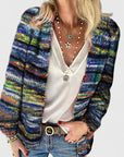 Women's red colourful open-knit relaxed cardigan