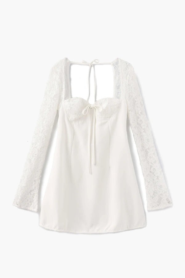 Lace Mini Dress With Cupped Bust And Flared Sleeves 6