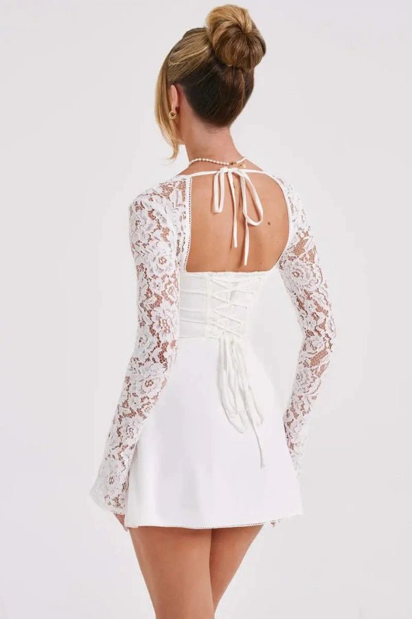 Lace Mini Dress With Cupped Bust And Flared Sleeves 8