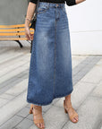 Lara | Long Denim Skirt High Waist With Pockets 0