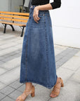 Lara | Long Denim Skirt High Waist With Pockets 1