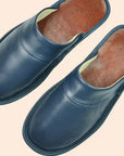 Men's burgundy faux leather slippers for indoor and outdoor