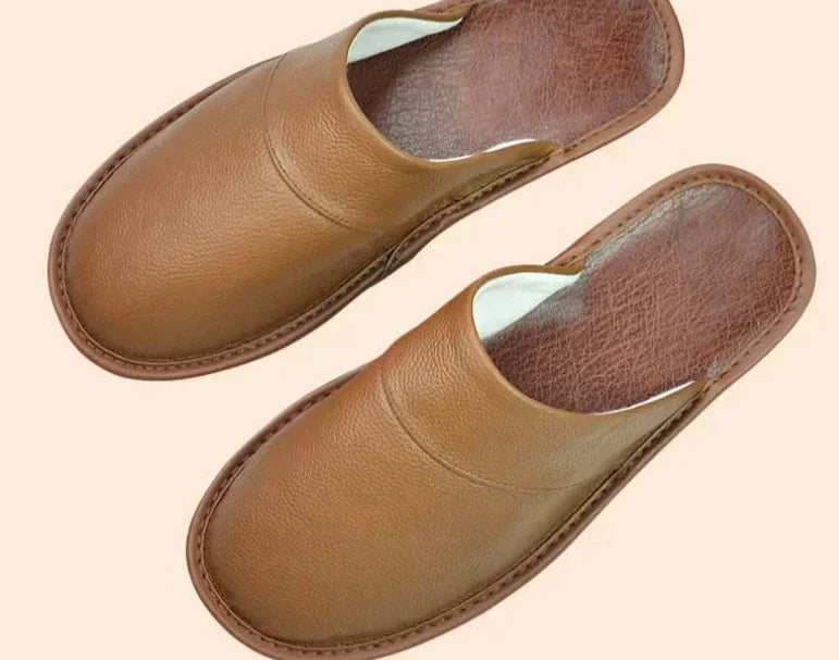 Men's burgundy faux leather slippers for indoor and outdoor