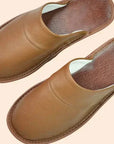 Men's burgundy faux leather slippers for indoor and outdoor