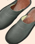 Men's burgundy faux leather slippers for indoor and outdoor