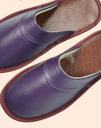 Men's black faux leather slippers for indoor and outdoor