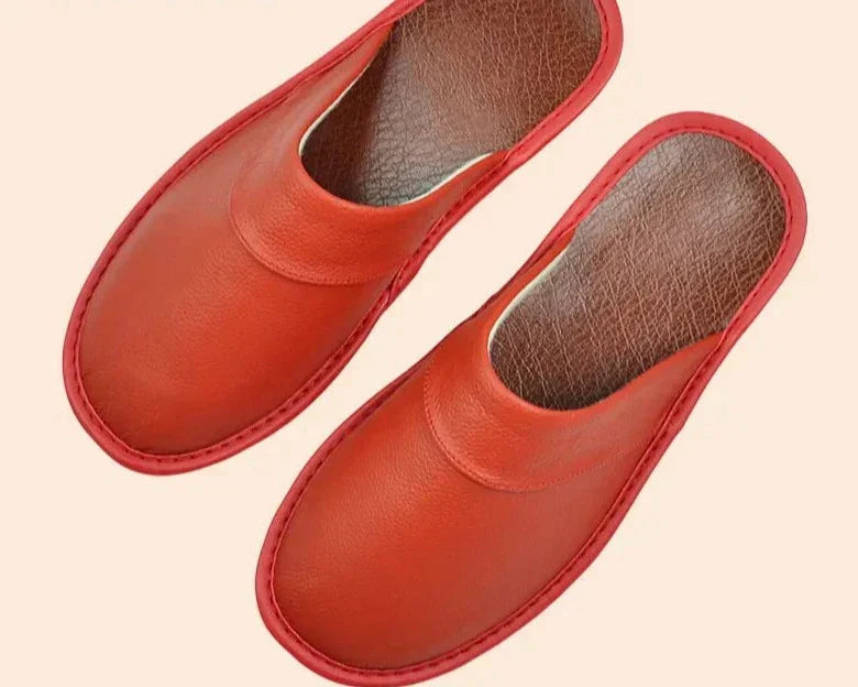 Men's black faux leather slippers for indoor and outdoor