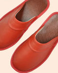Men's black faux leather slippers for indoor and outdoor
