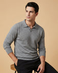 Men’s grey men's knitted polo sweater