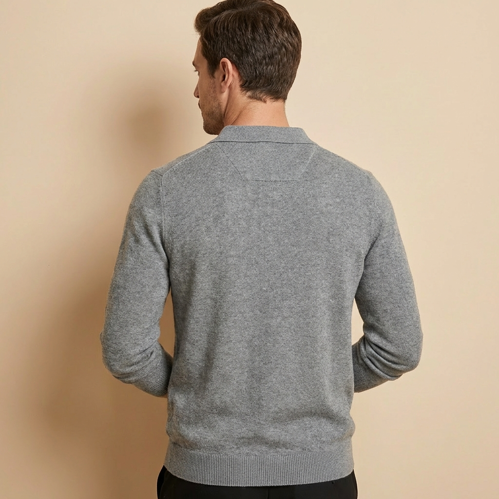 Men’s grey men's knitted polo sweater