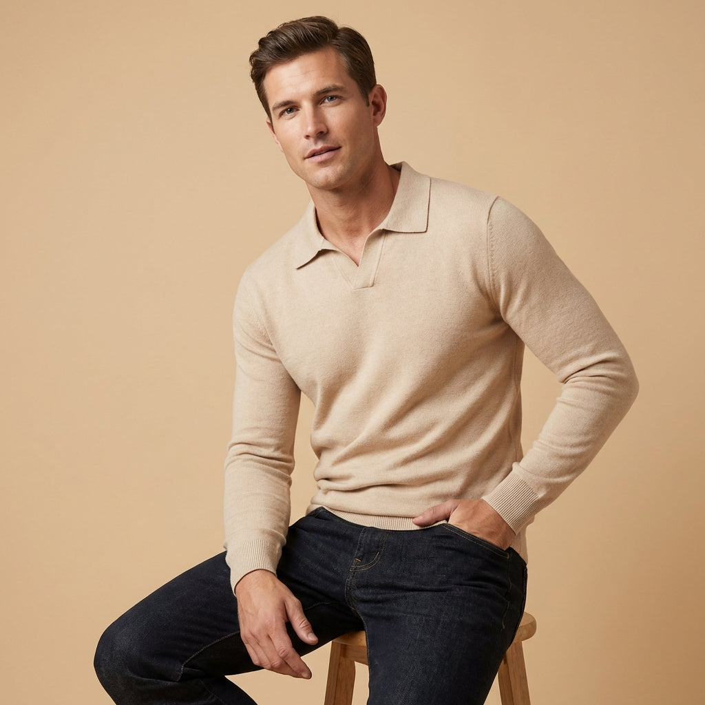 Men’s grey men's knitted polo sweater