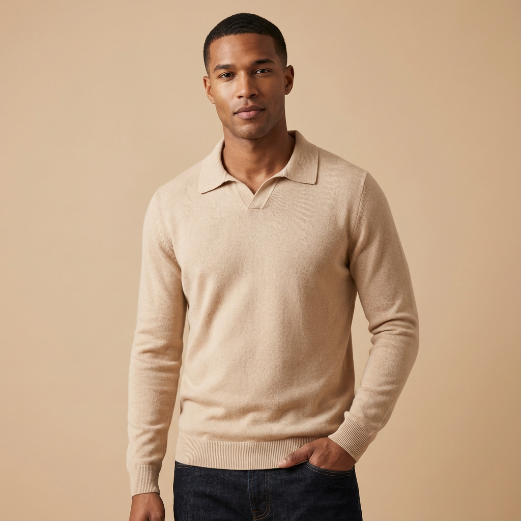 Men’s grey men's knitted polo sweater