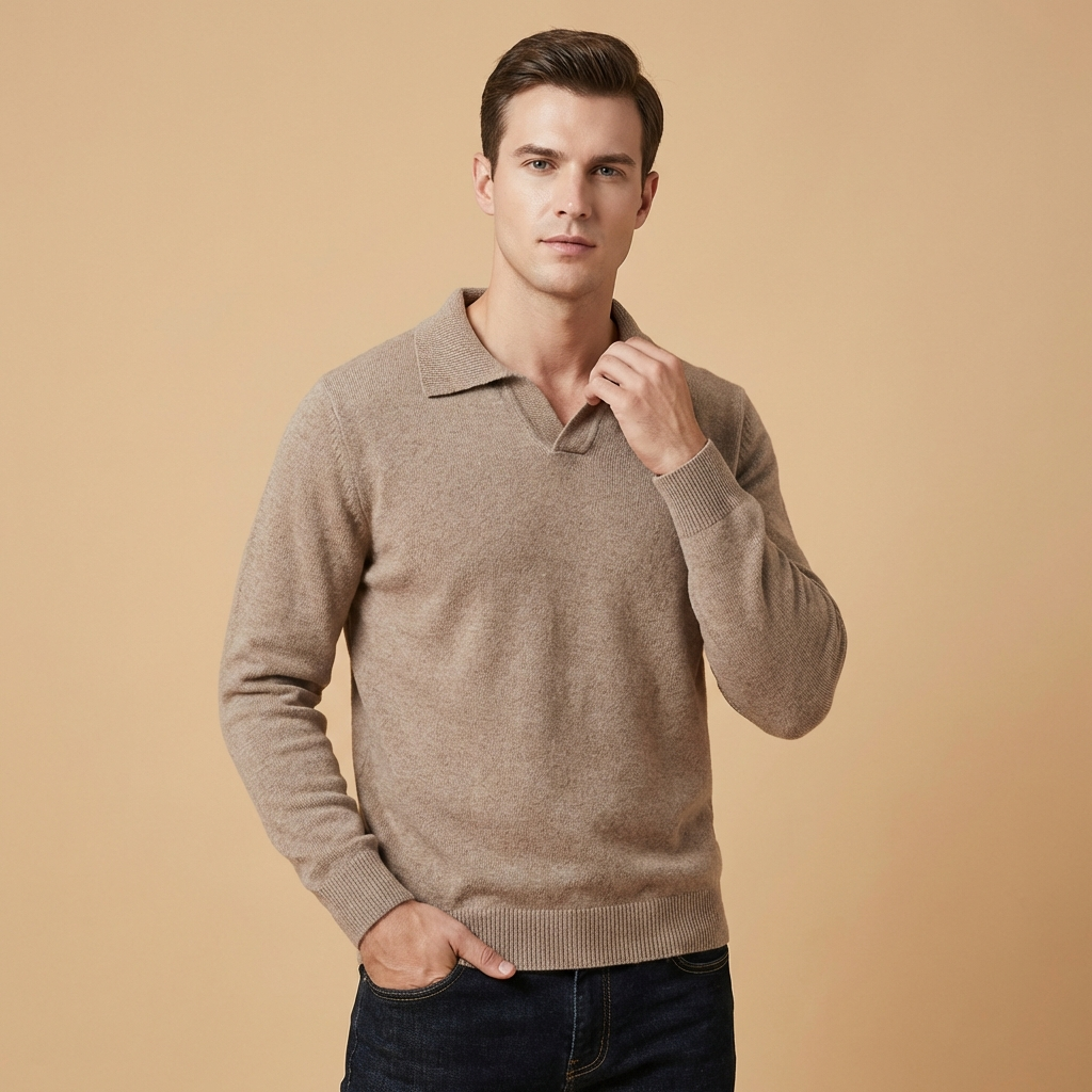 Men’s grey men's knitted polo sweater