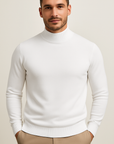 Men's white turtleneck jumper with soft knit