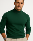 Men's white turtleneck jumper with soft knit