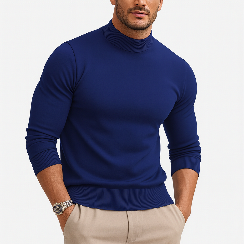 Men's white turtleneck jumper with soft knit