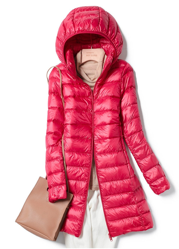 Women's blue lightweight quilted puffer jacket