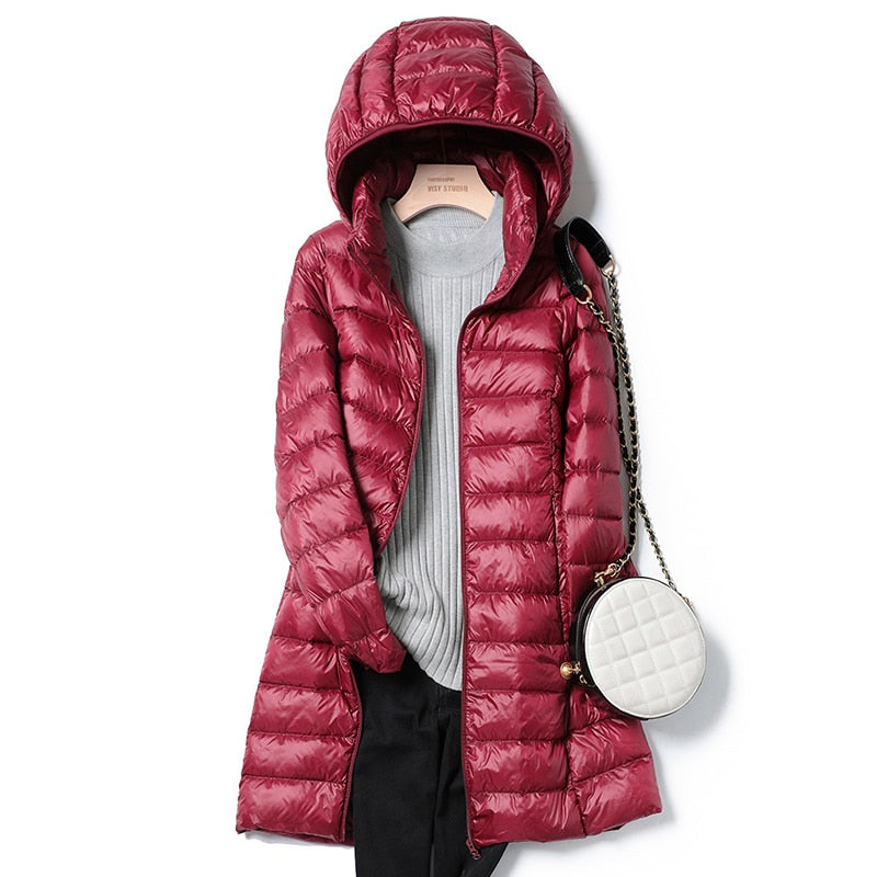 Women's blue lightweight quilted puffer jacket