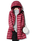 Women's blue lightweight quilted puffer jacket