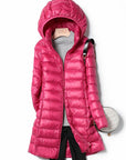 Women's blue lightweight quilted puffer jacket