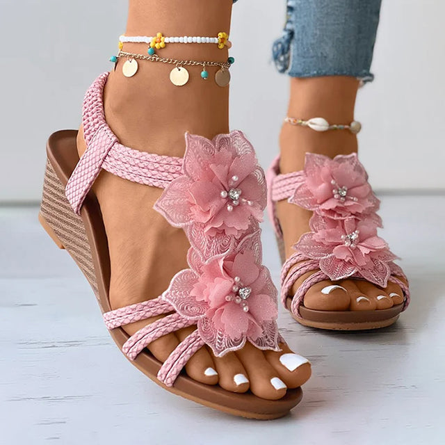 Lila | Wedge Sandals Floral Medium Heel Design 0