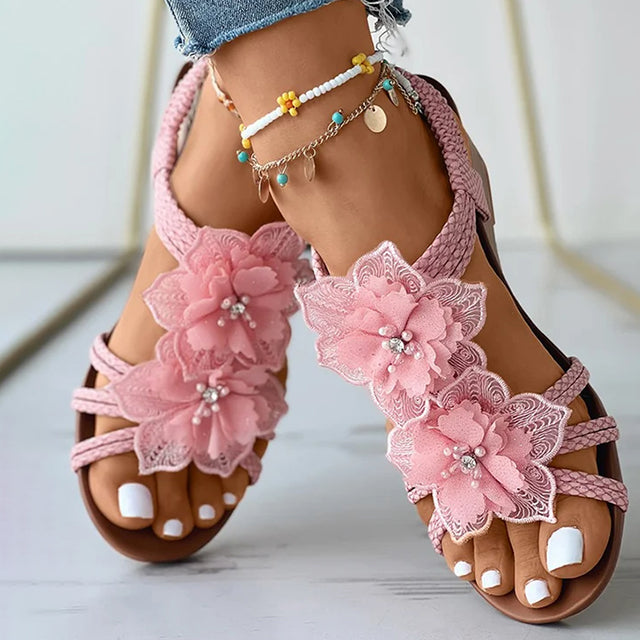 Lila | Wedge Sandals Floral Medium Heel Design 1