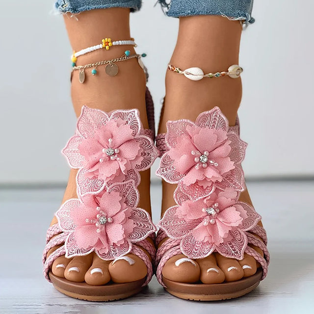 Lila | Wedge Sandals Floral Medium Heel Design 2