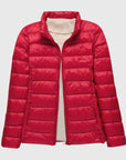 Women's dark blue ultra-light quilted hooded jacket