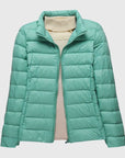 Women's dark blue ultra-light quilted hooded jacket